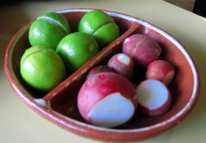 radishes and limes 300x208 Karne Garibaldi:  Good Food Fast in Guadalajara, Mexico