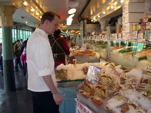 ART chef shopping at Pike Place Market for Organic Wednesday