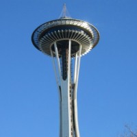 space needle, blue sky, Seattle summer