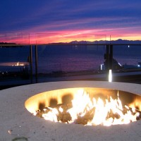 Sunset around the fire pit at Four Seasons Seattle