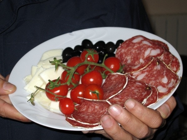 antipasto plate from farmers market