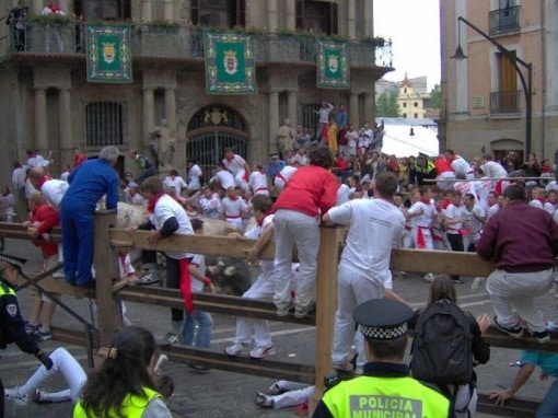 Running of Bulls in Pamplona Spain