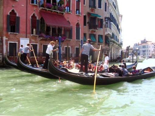 Gondolas on the Grand Canal, Venice Italy