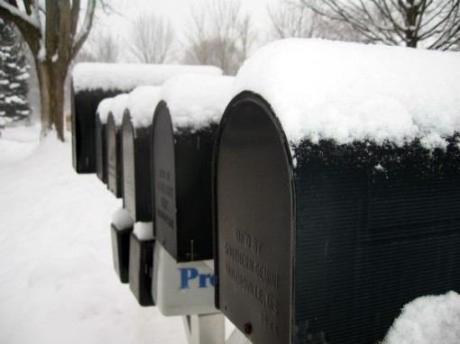 mail boxes in snow