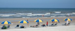 sunbathers on Daytona Beach
