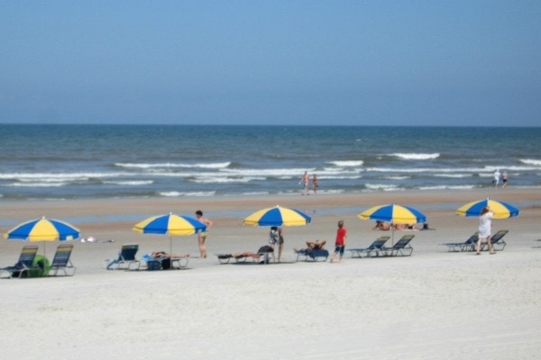 sunbathers on Daytona Beach