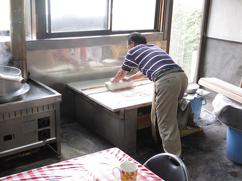 Rolling out Udon noodles