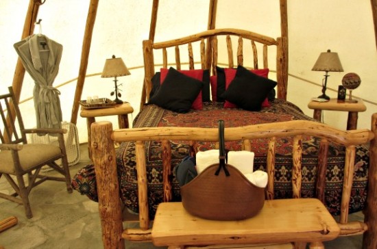 interior lodge like feel of teepee