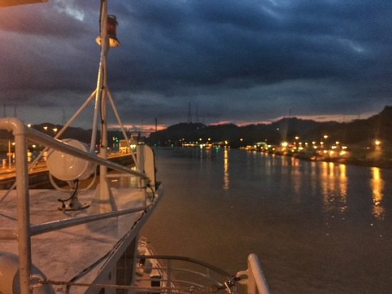 sunset through the panama canal