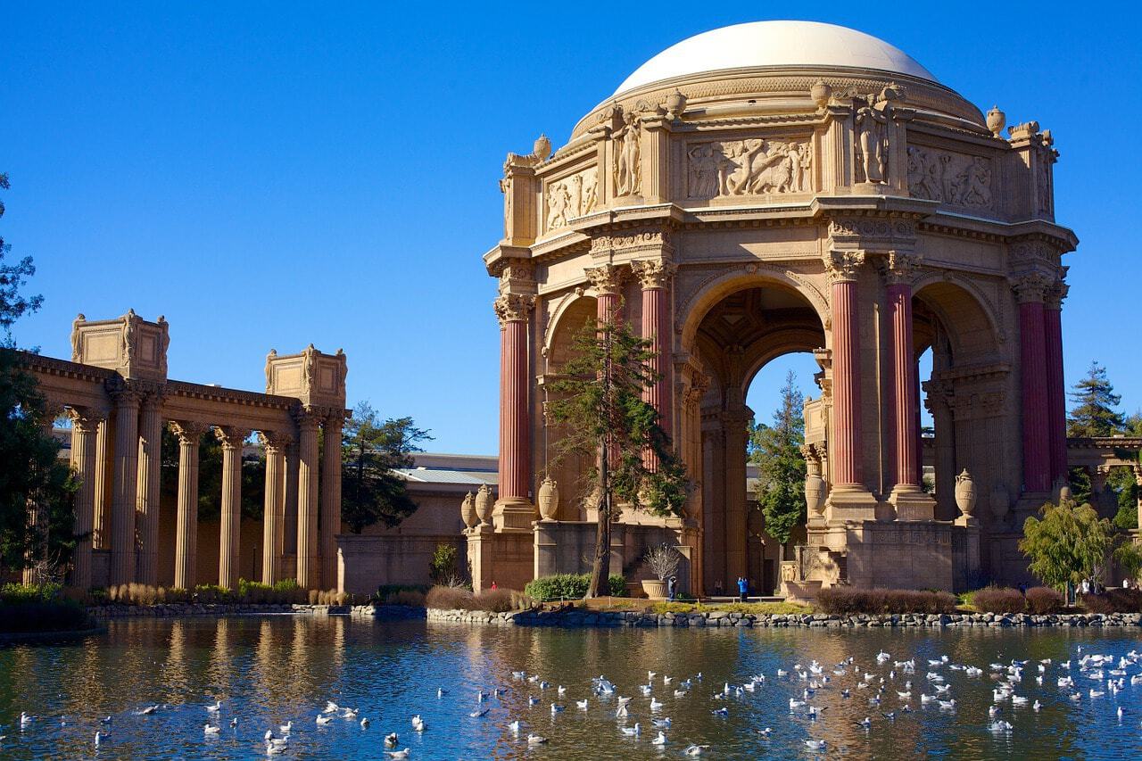 visiting the Palace of Fine Arts, San Francisco