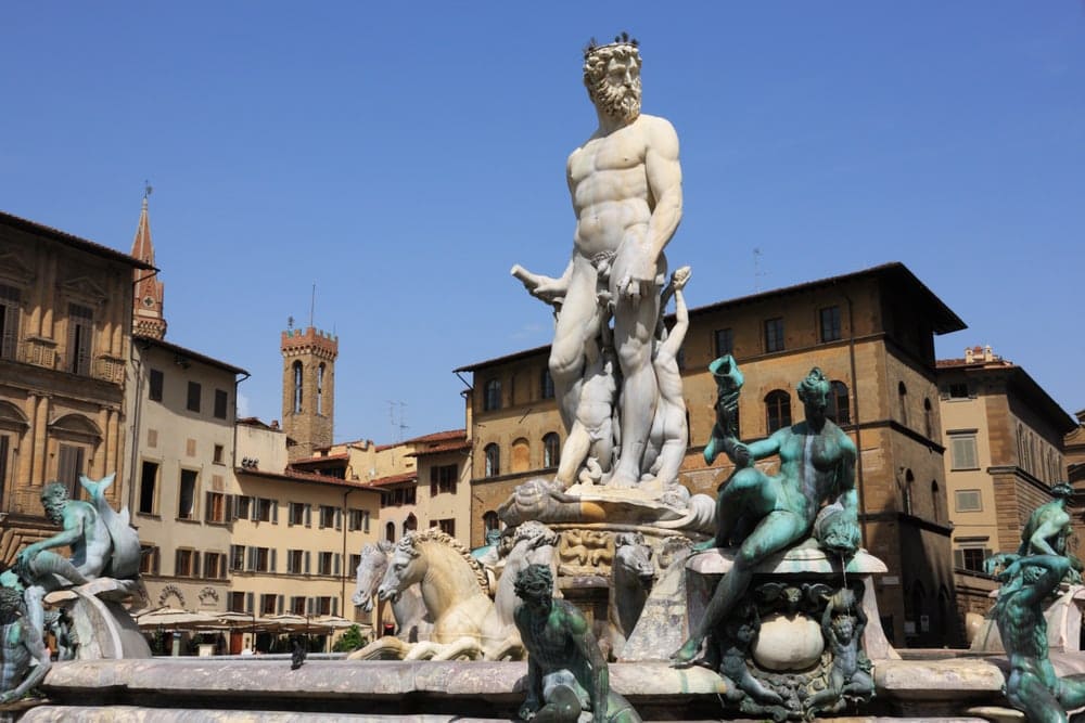 statue of Neptune at the Piazza Della Signoria,in front of Palazzo Vecchio,in Florence,Italy