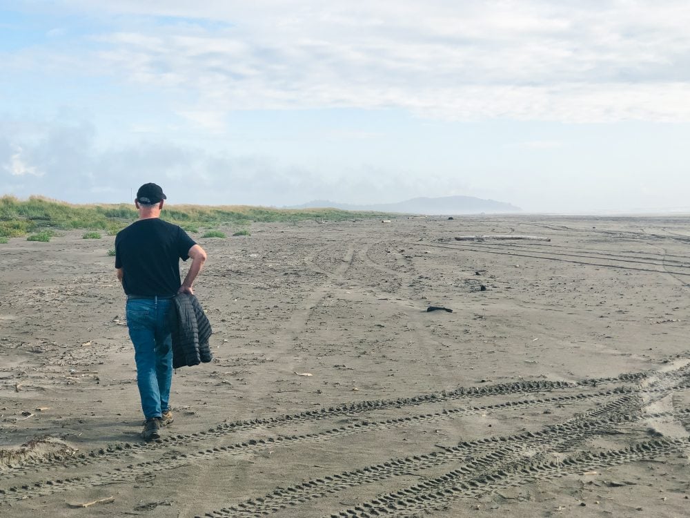 walking on the beach