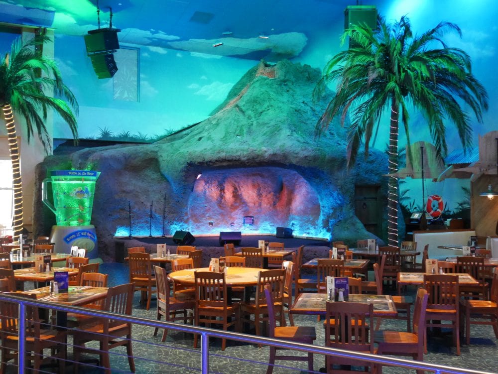 The volcano at Jimmy Buffett’s Margaritaville in Tulsa, Oklahoma.