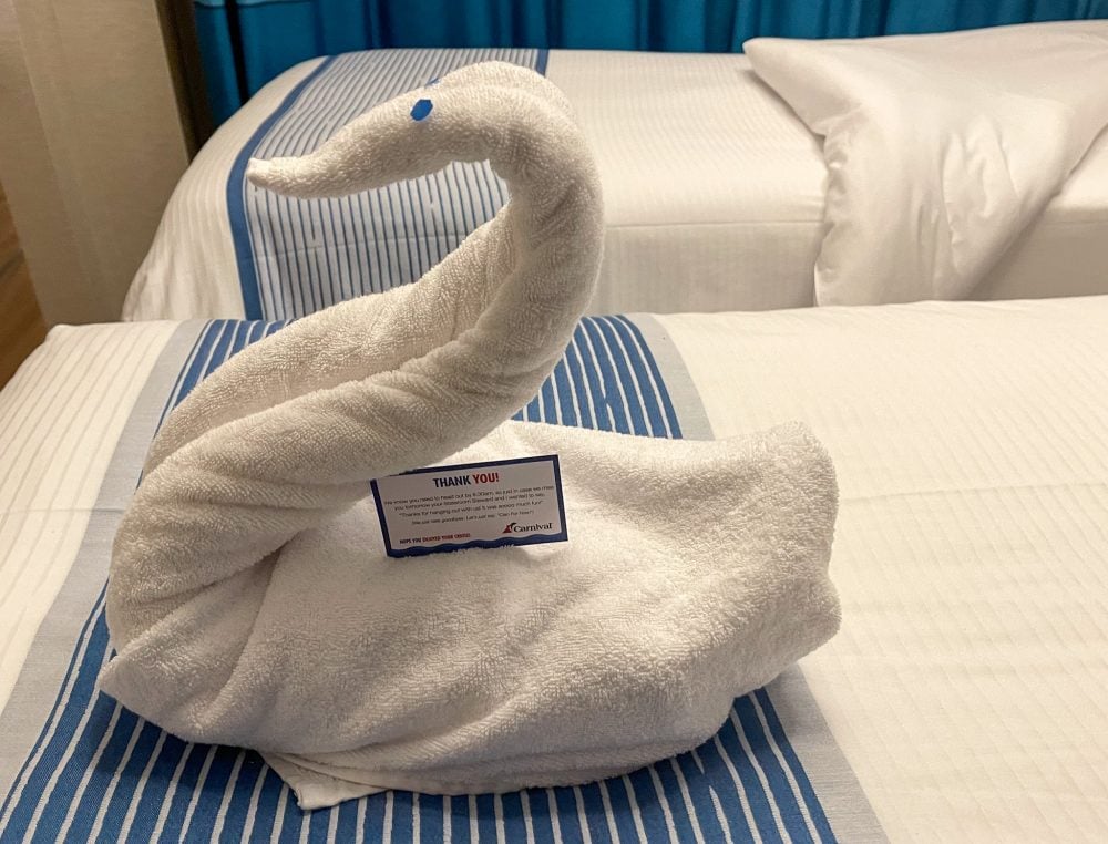 a swan made out of towels