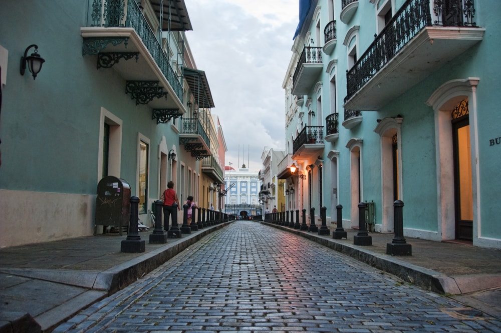 Cobblestone streets in Old San Juan, Puerto Rico