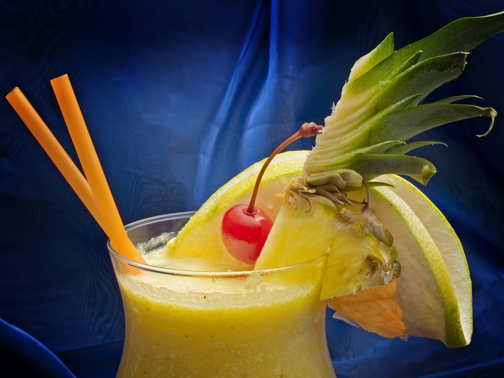 A tropical pina colada drink