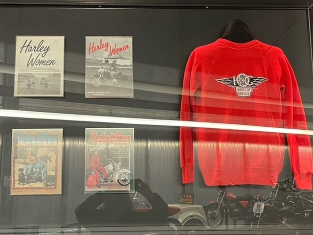 A display of Harley Women memorabilia at the Harley Davidson Museum in Milwaukee, Wisconsin.