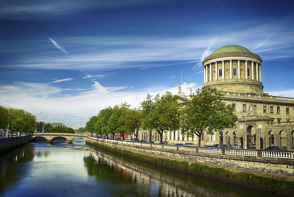 a street view of dublin ireland along the water