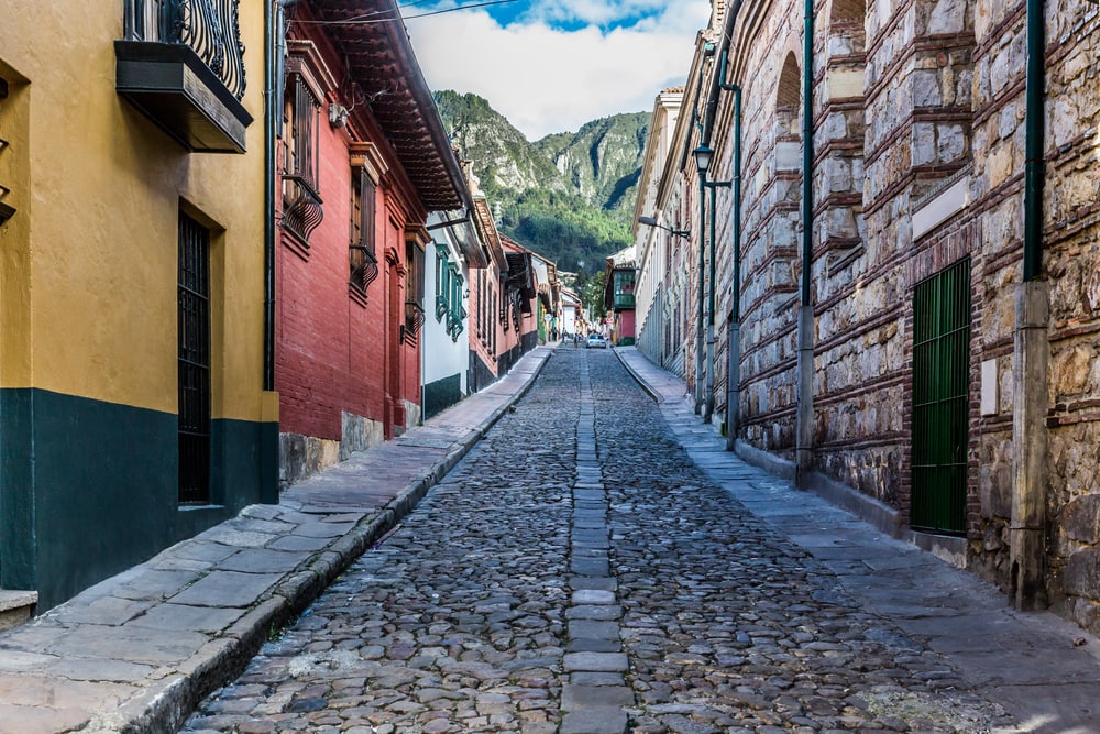 colorful Streets  in La Candelaria aera Bogota capital city of Colombia South America