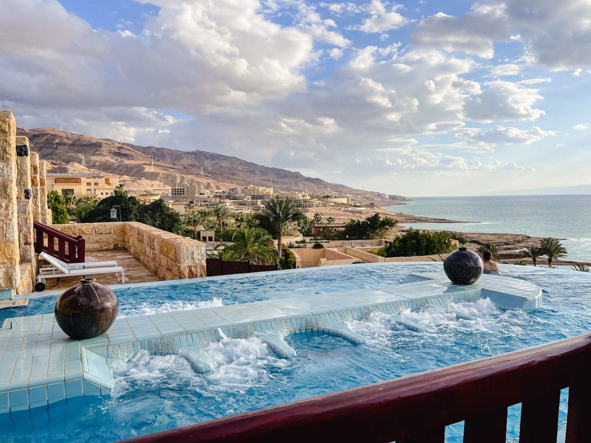 a soaking pool overlooking the dead sea