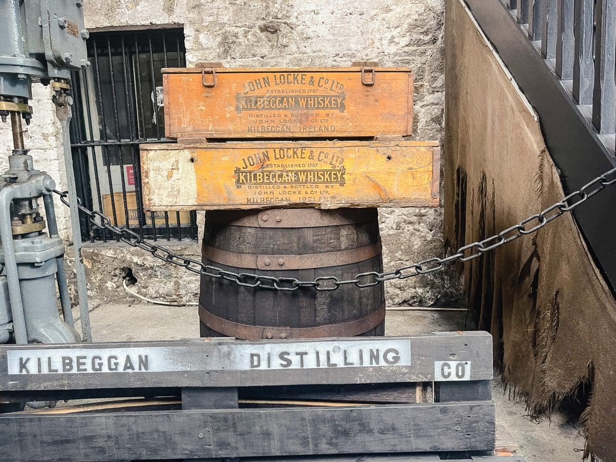 display of old goods at kilbeggan distillery in ireland