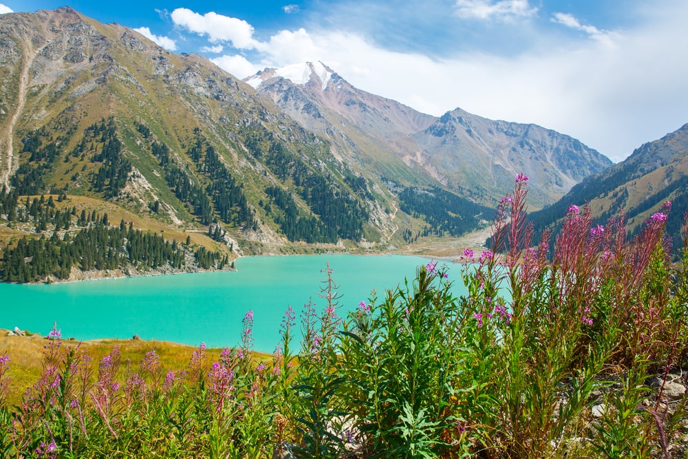 Spectacular scenic Big Almaty Lake ,Tien Shan Mountains in Almaty, Kazakhstan,Asia at summer