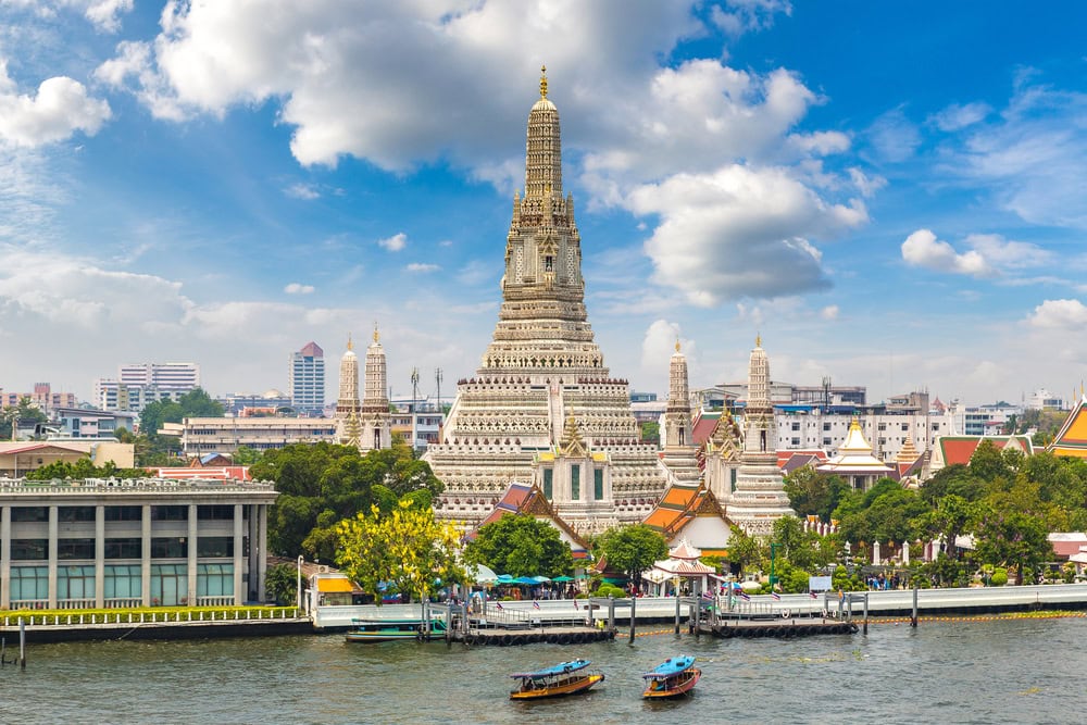 Wat Arun Temple in Bangkok, Thailand in a summer day