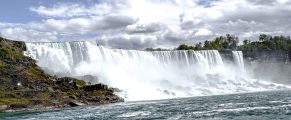 Niagara Falls waterfall view in Canada, stunning natural scenery, travel destination.