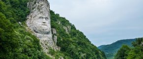 Romania Past and Present: The Ancient Dacians 2 Huge Rock Statues of King Decebalus, Carved into Mountain Face in Romania.
