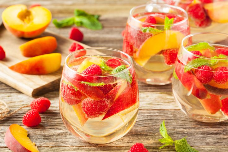glasses of homemade white wine sangria