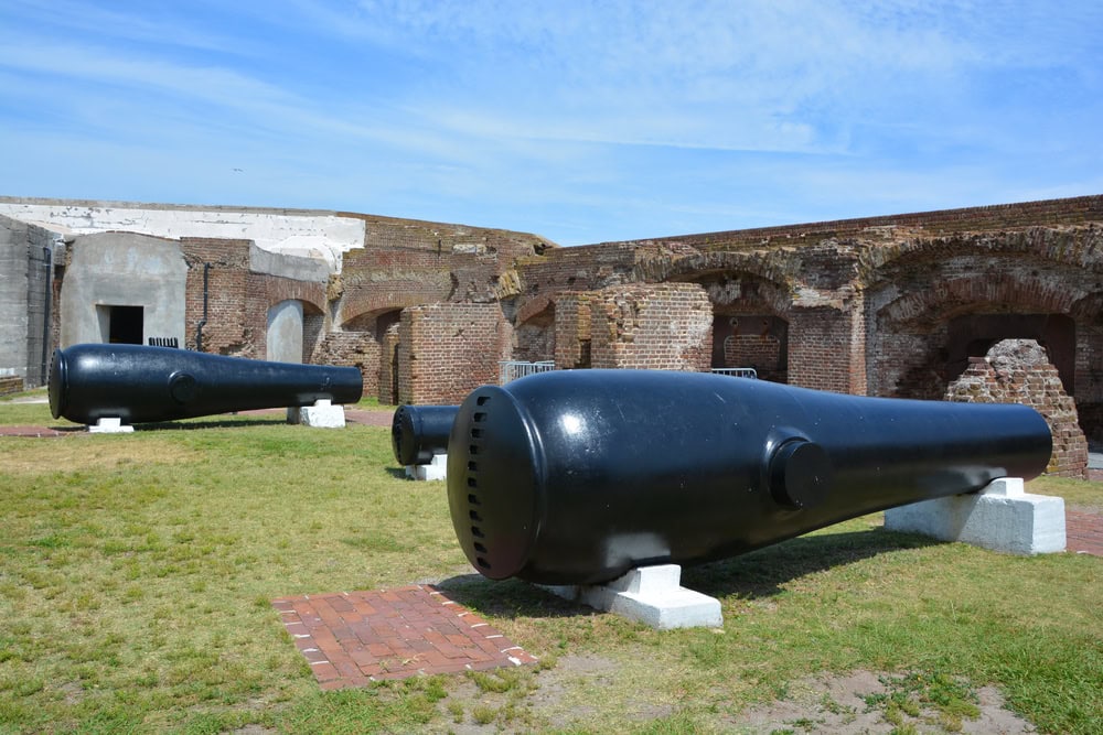 12 Terrific Museums in Charleston to Put on Your To-Visit List 7 Historic coastal fort cannons on lawn at Charleston museum site.
